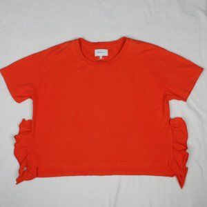 Current/Elliot Oversized Orange Shirt Ruffles